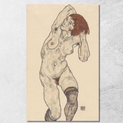Nudo Con Calze Nere Egon Schiele esh107 quadro stampa su tela
