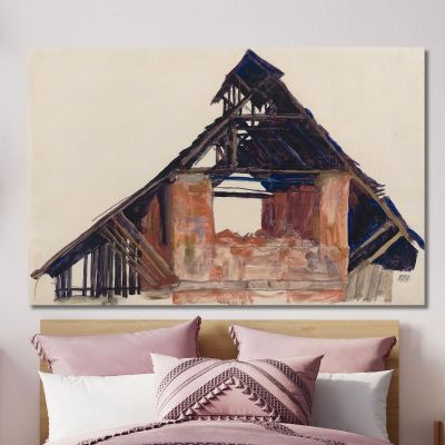Altes Giebeldach Egon Schiele, esh111 drucken auf leinwand