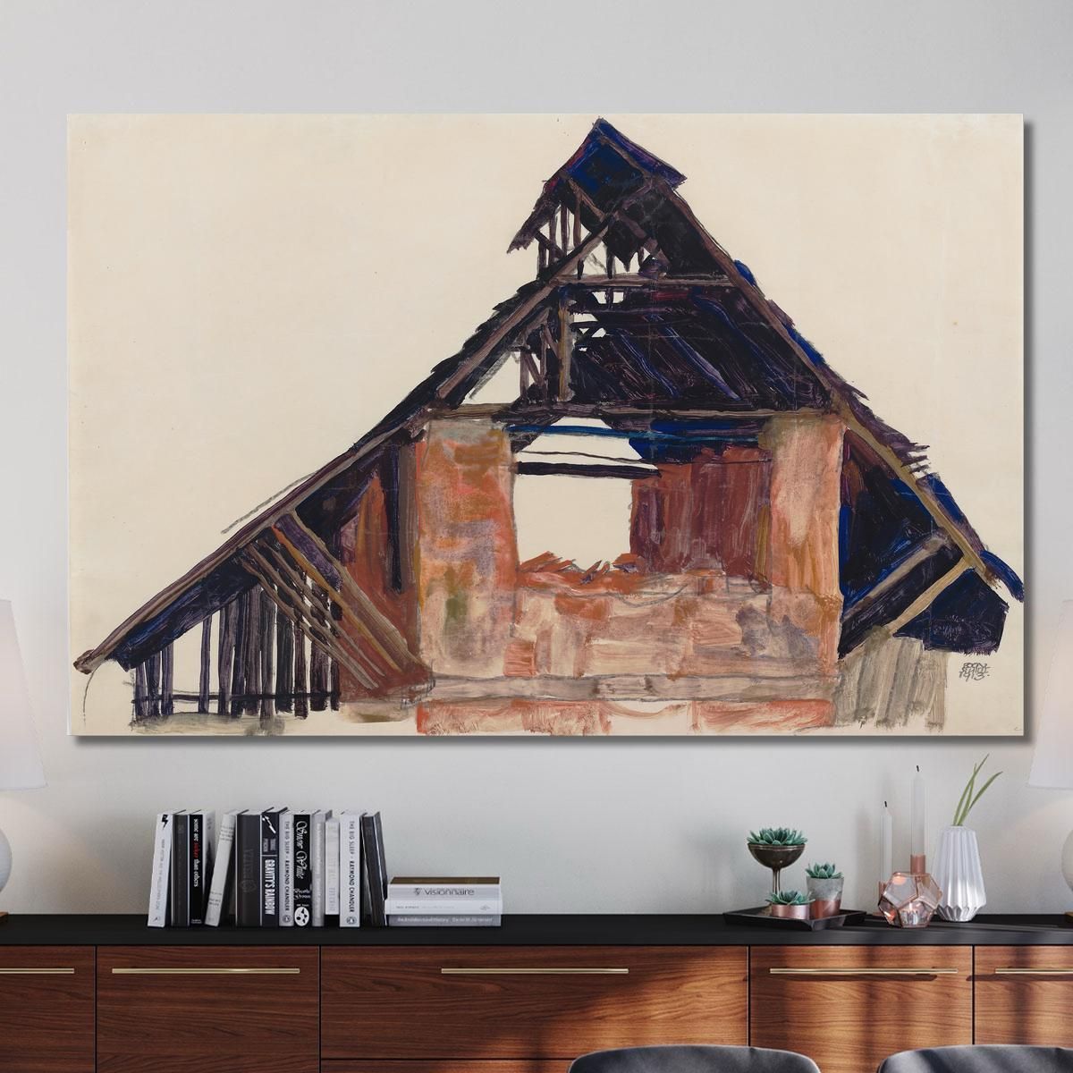 Vecchio Timpano Egon Schiele esh111 quadro stampa su tela