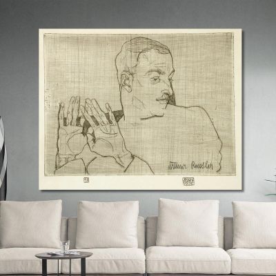 Porträt Von Arthur Roessler 2 Egon Schiele, esh120 drucken auf leinwand
