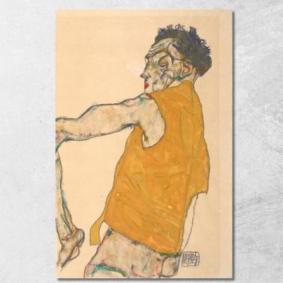 Autoritratto Con Gilet Giallo Egon Schiele esh154 quadro stampa su tela