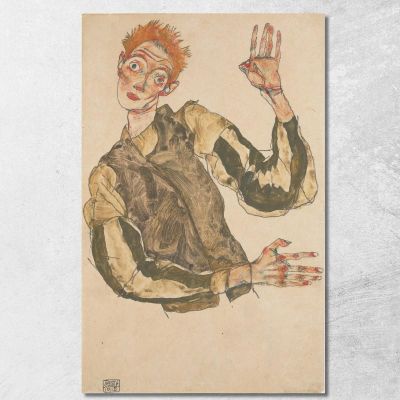 Autoritratto Con Maniche A Righe Egon Schiele esh160 quadro stampa su tela