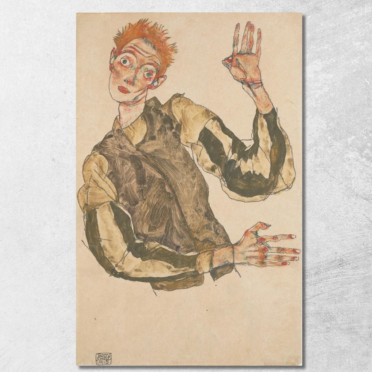 Autoritratto Con Maniche A Righe Egon Schiele esh160 quadro stampa su tela Autoritratto Con Maniche A Righe Egon Schiele esh160 quadro stampa su tela