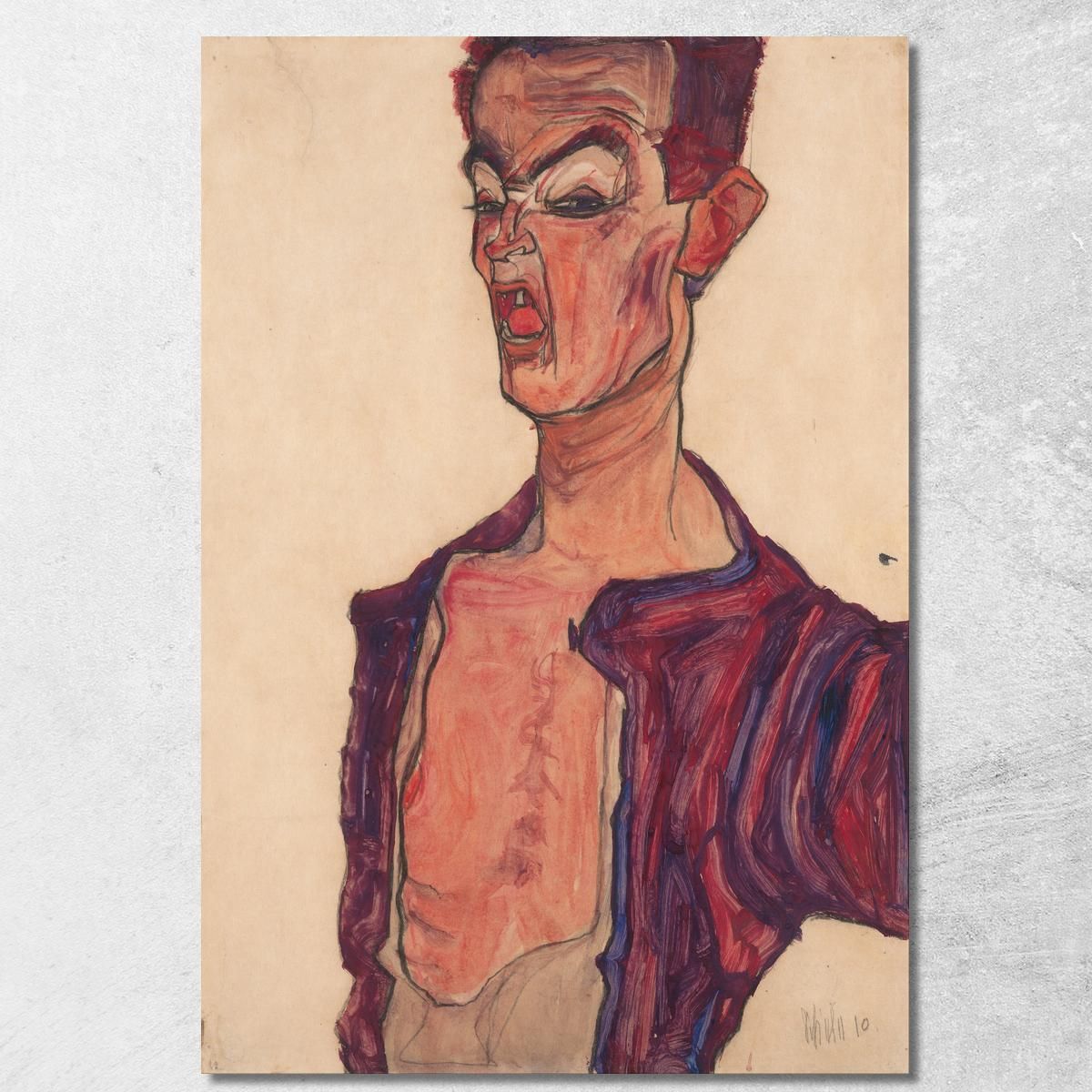 Autoritratto Con Smorfia Egon Schiele esh161 quadro stampa su tela Autoritratto Con Smorfia Egon Schiele esh161 quadro stampa su tela