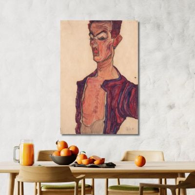 Self-Portrait Grimacing Egon Schiele, esh161 canvas print