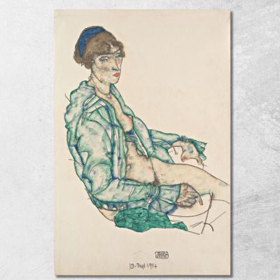 Seminudo Seduto Con Fascia Per Capelli Blu Egon Schiele esh163 quadro stampa su tela