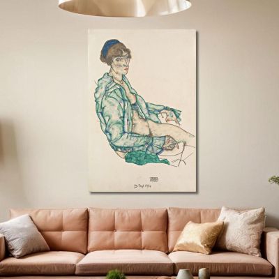 Sitzender Halbakt Mit Blauem Haarband Egon Schiele, esh163 drucken auf leinwand