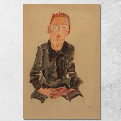 Ragazzo Seduto Con Le Mani Giunte Egon Schiele esh165 quadro stampa su tela