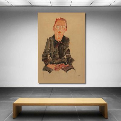Garçon Assis Avec Les Mains Jointes Egon Schiele, esh165 tableau impression sur toile