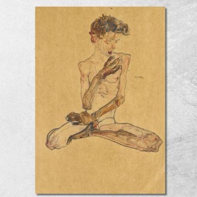 Ragazzo Seduto Egon Schiele esh166 quadro stampa su tela