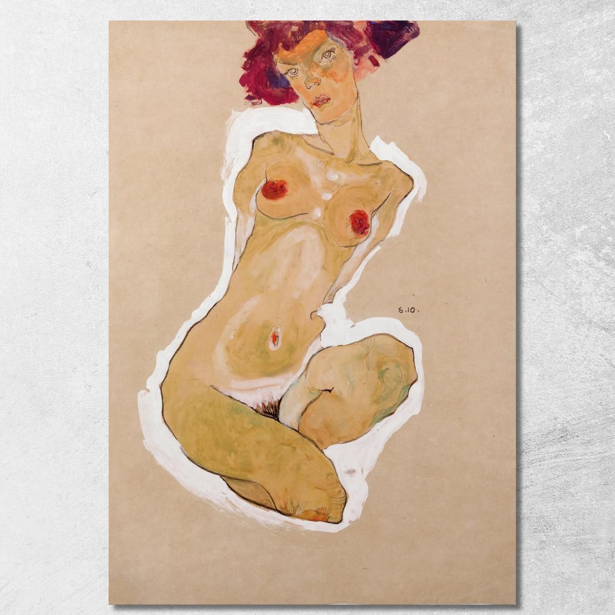 Nudo Femminile Accovacciato Egon Schiele esh173 quadro stampa su tela Nudo Femminile Accovacciato Egon Schiele esh173 quadro stampa su tela