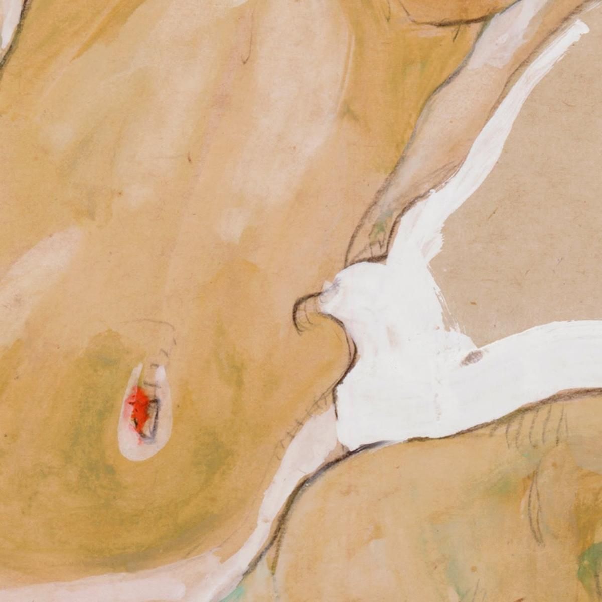Nudo Femminile Accovacciato Egon Schiele esh173 quadro stampa su tela
