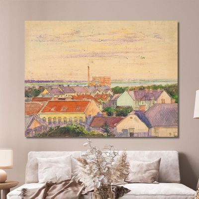 Stadtansicht Egon Schiele, esh174 drucken auf leinwand