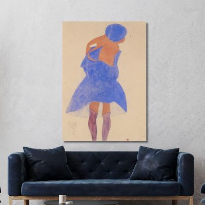 Stehendes Mädchen Rückenansicht Egon Schiele, esh176 drucken auf leinwand