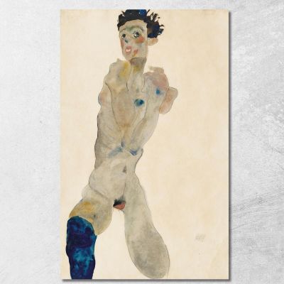 Nudo Maschile In Piedi Con Braccia Incrociate (Autoritratto) Egon Schiele esh182 quadro stampa su tela