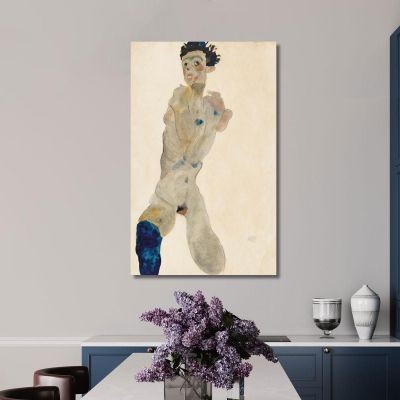 Standing Male Nude With Crossed Arms (Self-Portrait) Egon Schiele, esh182 canvas print
