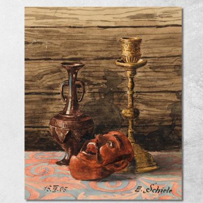 Natura Morta Con Candelabro Vaso E Maschera Egon Schiele esh185 quadro stampa su tela