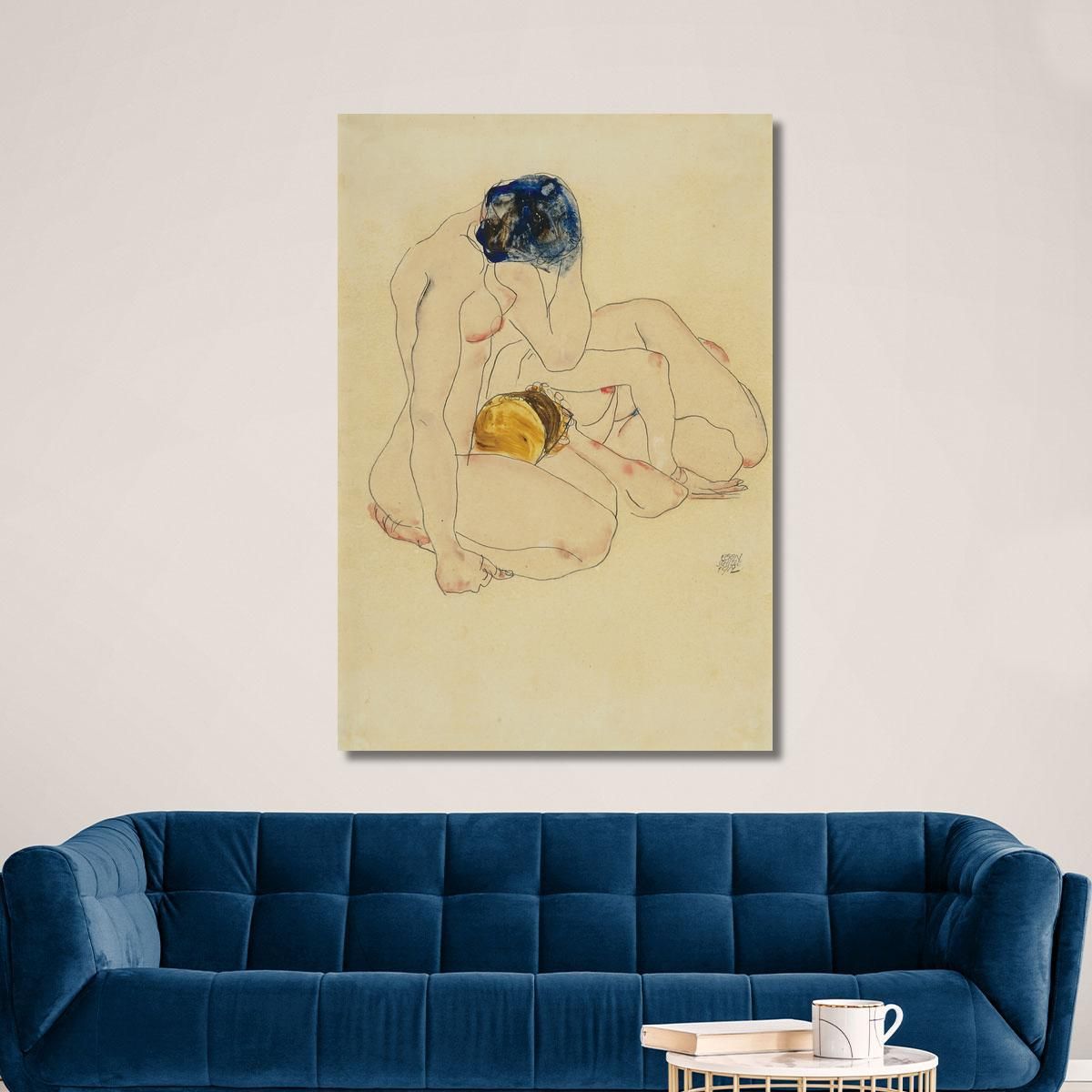 Due Amiche Egon Schiele esh195 quadro stampa su tela