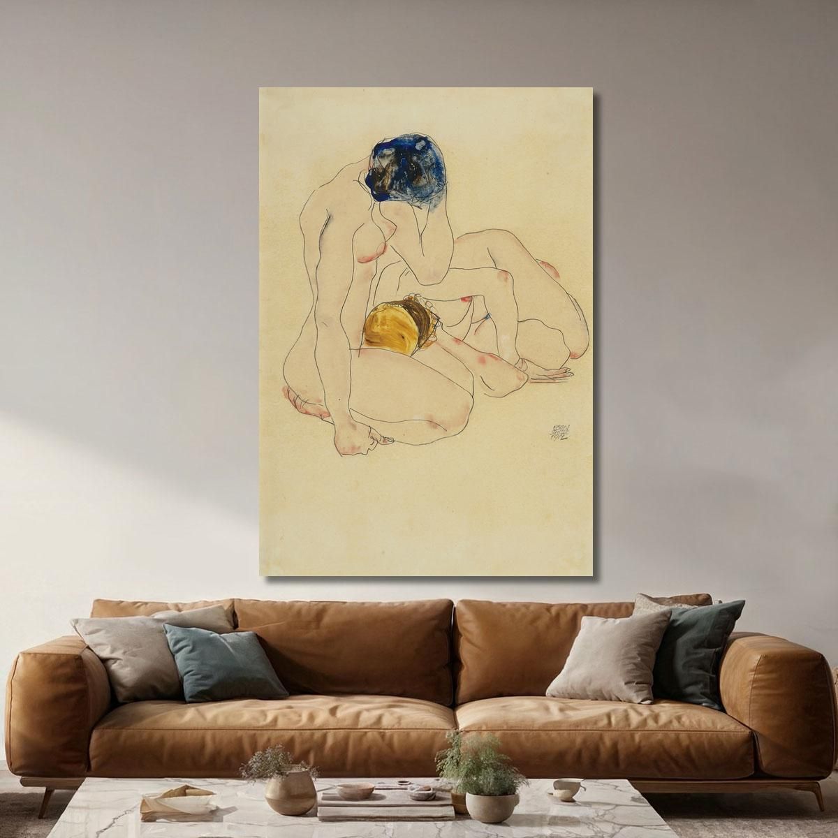 Due Amiche Egon Schiele esh195 quadro stampa su tela