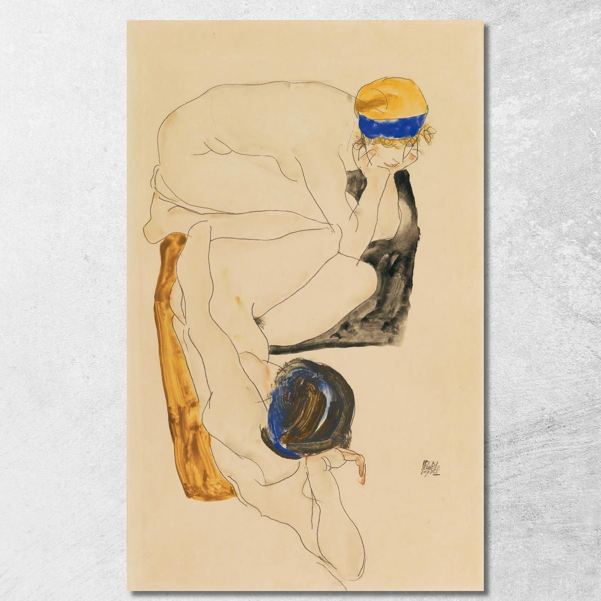 Due Figure Reclinate Egon Schiele esh196 quadro stampa su tela Due Figure Reclinate Egon Schiele esh196 quadro stampa su tela