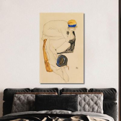 Due Figure Reclinate Egon Schiele, esh196 quadro stampa su tela