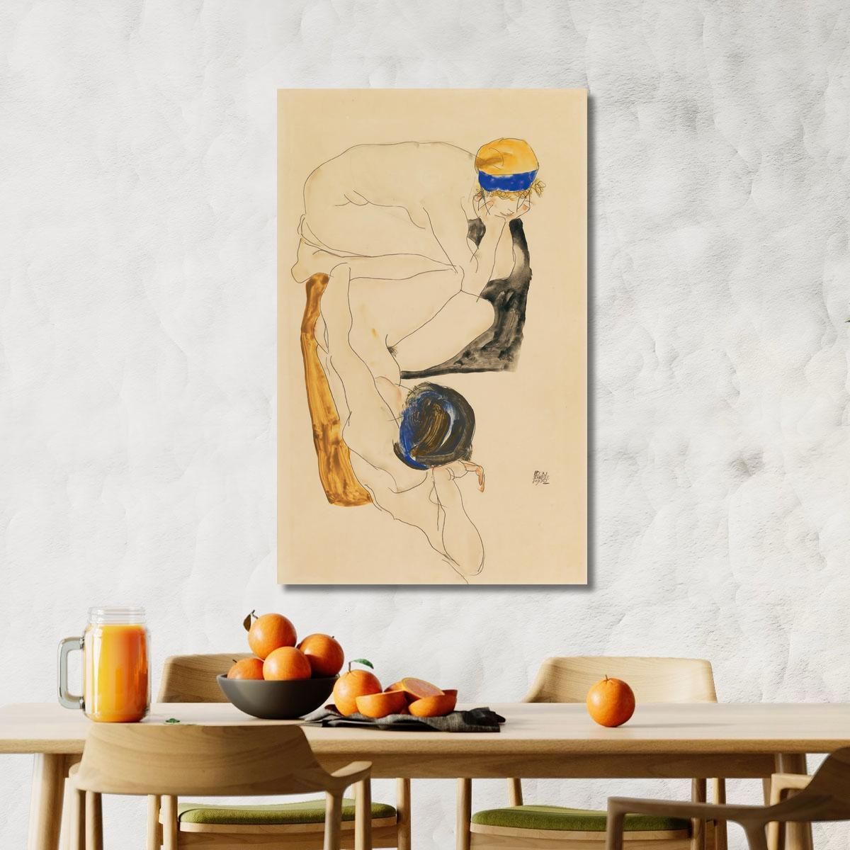 Due Figure Reclinate Egon Schiele esh196 quadro stampa su tela