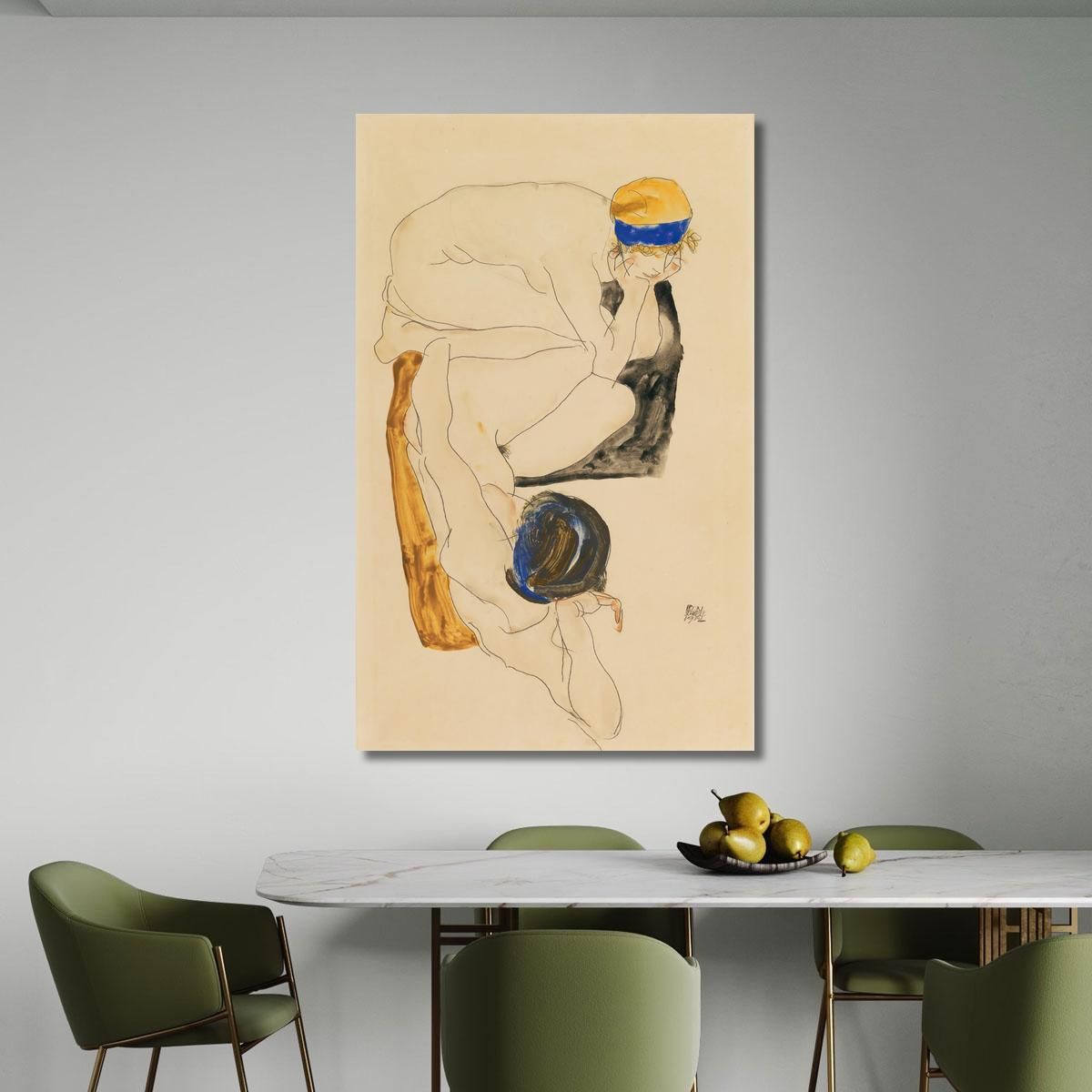 Due Figure Reclinate Egon Schiele esh196 quadro stampa su tela