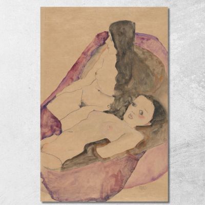 Due Nudi Reclinati Egon Schiele esh197 quadro stampa su tela