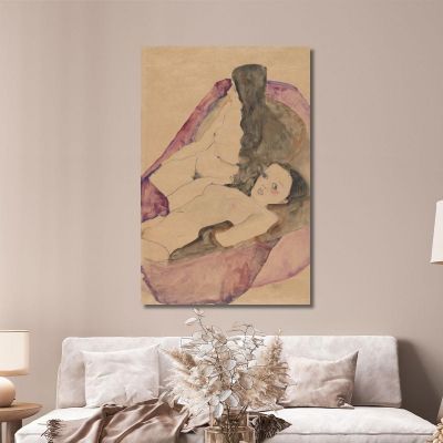 Due Nudi Reclinati Egon Schiele esh197 quadro stampa su tela Due Nudi Reclinati Egon Schiele esh197 quadro stampa su tela