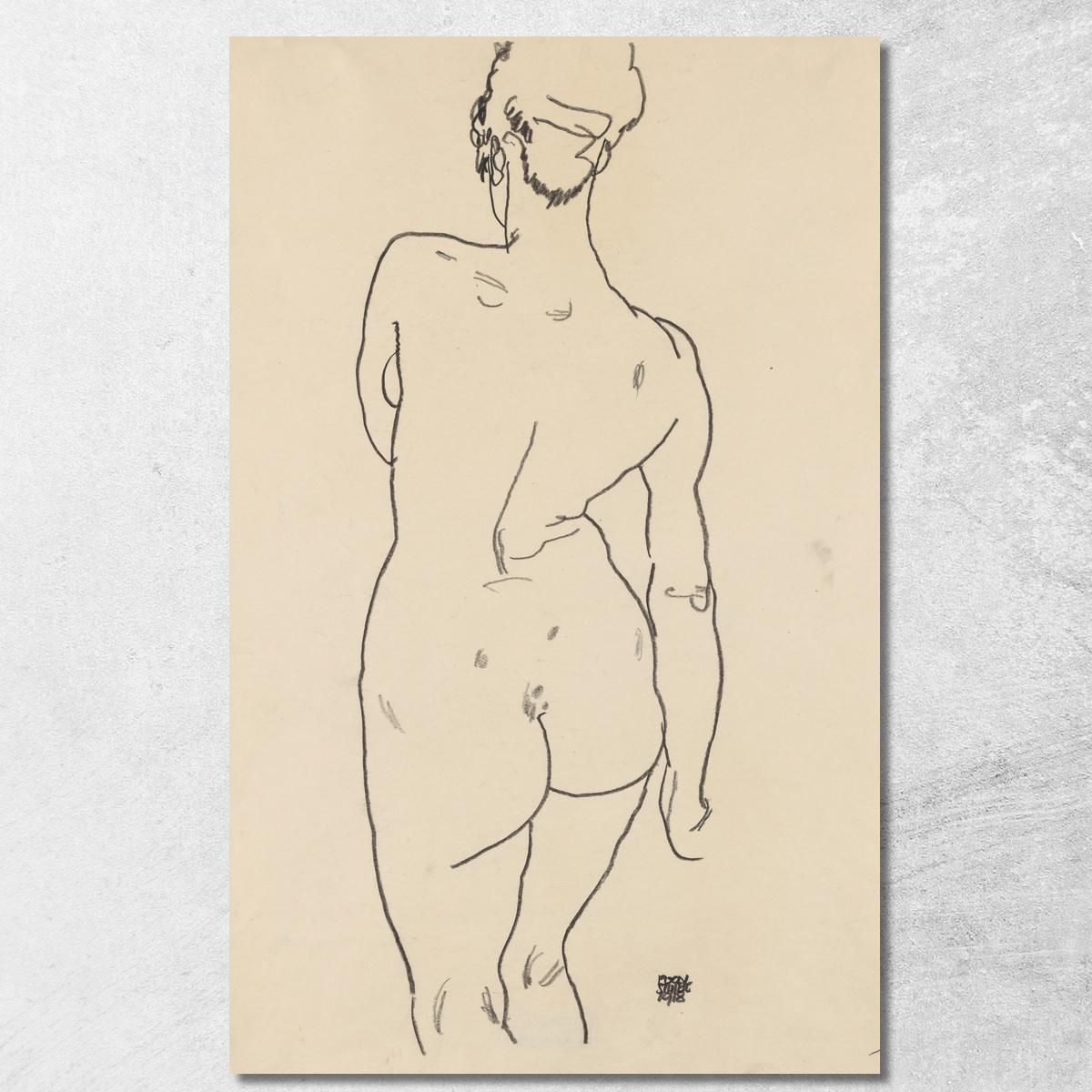 Nudo Femminile Di Schiena Egon Schiele esh204 quadro stampa su tela Nudo Femminile Di Schiena Egon Schiele esh204 quadro stampa su tela