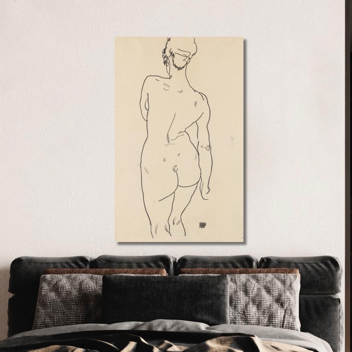 Nudo Femminile Di Schiena Egon Schiele esh204 quadro stampa su tela