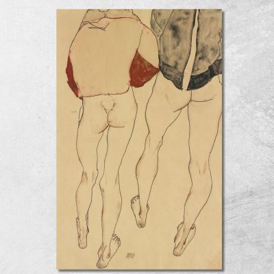 Due Seminudie Femminili In Piedi Egon Schiele esh208 quadro stampa su tela