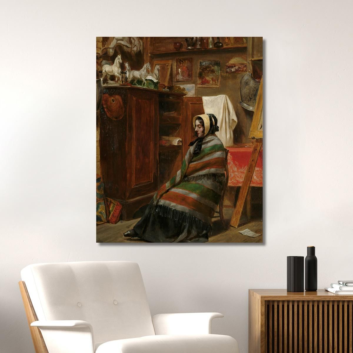 Modella In Uno Studio Disordinato William Powell Frith wpf13 quadro stampa su tela