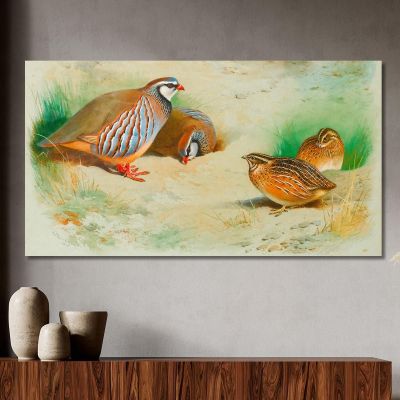 French Partridge And Chicks Archibald Thorburn, ath47 canvas print