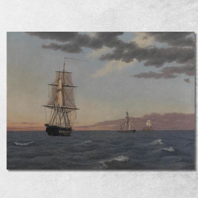 La Corvette Galathea Se Mettant En Panne Pour Porter Secours Au Brick Saint Jean Christoffer Wilhelm Eckersberg cwe74 tableau i