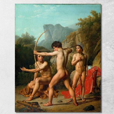 Trois Garçons Spartiates S'Exerçant Au Tir À L'Arc Christoffer Wilhelm Eckersberg cwe83 tableau impression sur toile 