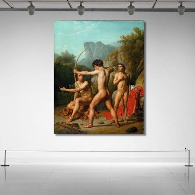 Tres Muchachos Espartanos Practicando Tiro Con Arco Christoffer Wilhelm Eckersberg, cwe83 cuadro en lienzo