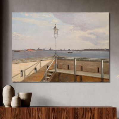 Vue Depuis La Batterie De Trekroner Avec Copenhague Au Loin Christoffer Wilhelm Eckersberg, cwe91 tableau impression sur toile