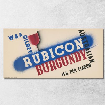 W E A. Gilbey Australian Rubicon Burgundy Edward McKnight Kauffer emk19 quadro stampa su tela