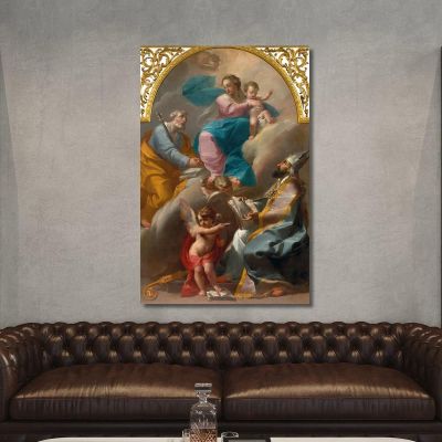 La Sacra Famiglia Con Sant'Agostino Gaetano Gandolfi ggn13 quadro stampa su tela