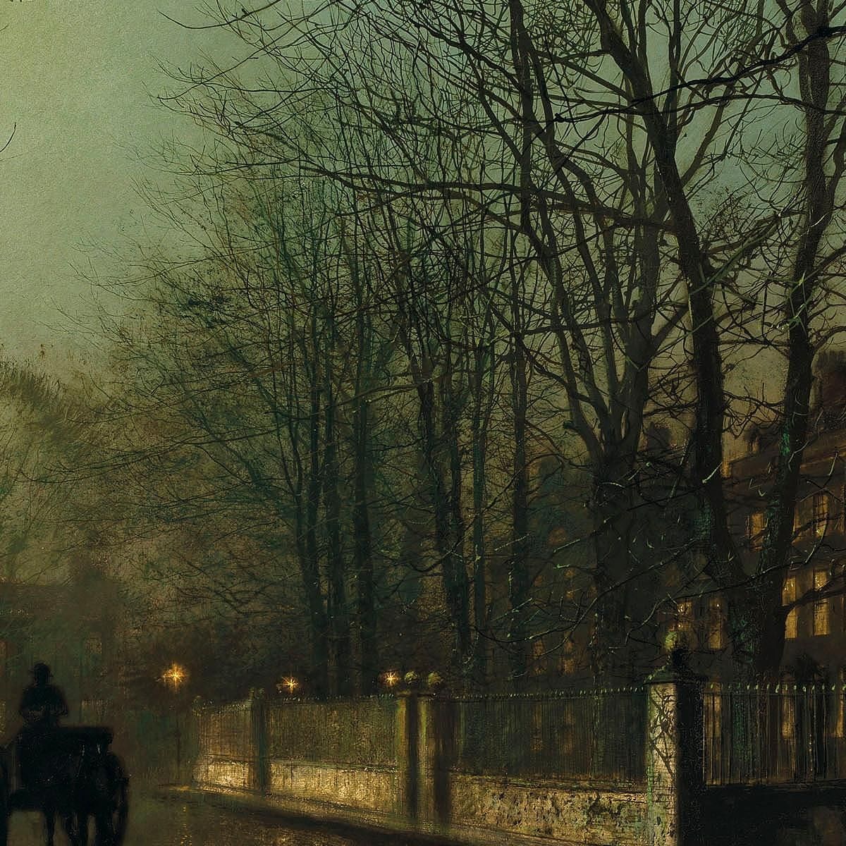 Una Luna Umida Su Putney Road John Atkinson Grimshaw jag13 quadro stampa su tela