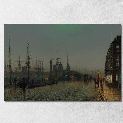 I Moli Di Hull Di Notte John Atkinson Grimshaw jag33 quadro stampa su tela