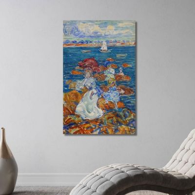 Low Tide Figures On Rocks Maurice Prendergast, mpr29 canvas print