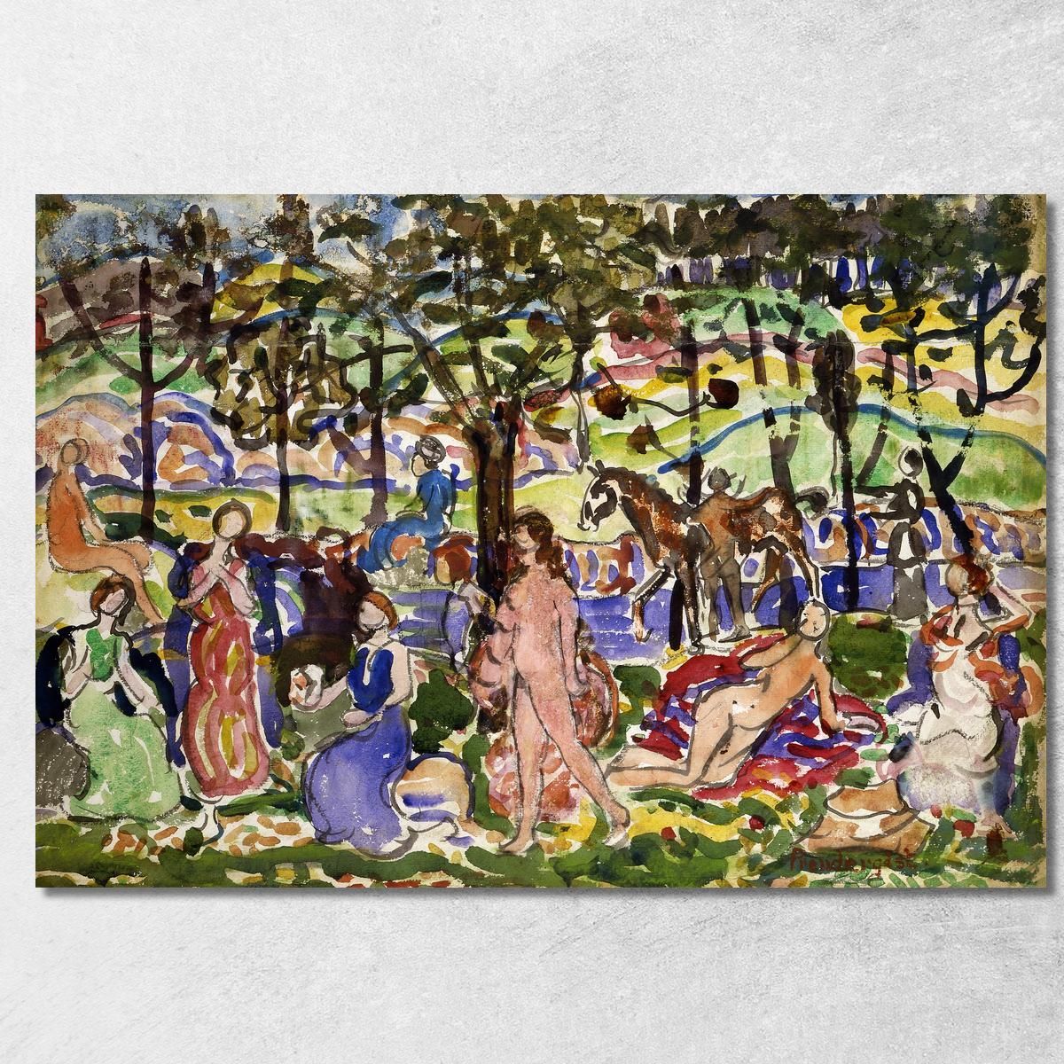 Scena Del Parco 2 Maurice Prendergast mpr38 quadro stampa su tela Scena Del Parco 2 Maurice Prendergast mpr38 quadro stampa su tela