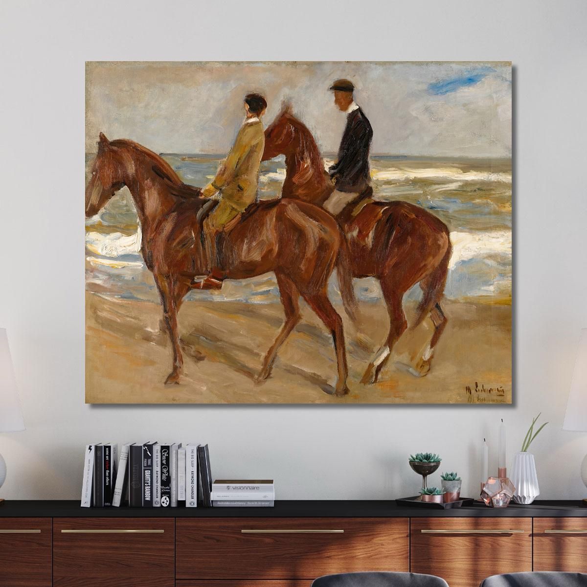 Zerbino 1art1 Con Opera D'arte 'Due Cavalieri Sulla Spiaggia' Di Max Liebermann | 60x40 Cm | Tappetino In Poliammide Con Fondo Antiscivolo | Resistente Ai Raggi UV E Lavabile In Lavatrice