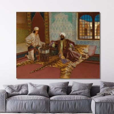 Il Fumatore Di Narghilè Rudolf Ernst rer54 quadro stampa su tela Il Fumatore Di Narghilè Rudolf Ernst rer54 quadro stampa su tela