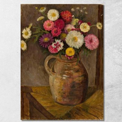 Aster E Zinnie In Una Brocca Di Terracotta Tadeusz Makowski tmk6 quadro stampa su tela
