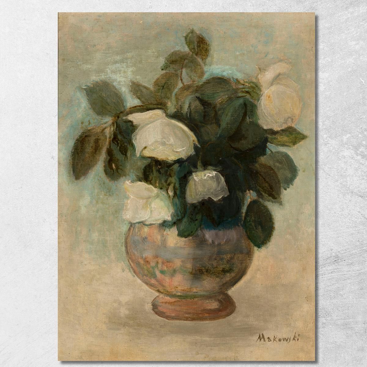 Rose Bianche Tadeusz Makowski tmk13 quadro stampa su tela Rose Bianche Tadeusz Makowski tmk13 quadro stampa su tela