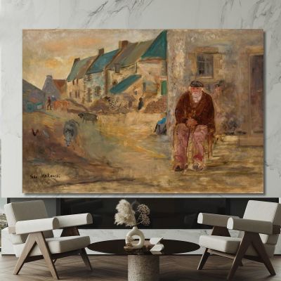 Breton Landscape With An Old Fisherman Tadeusz Makowski, tmk19 canvas print