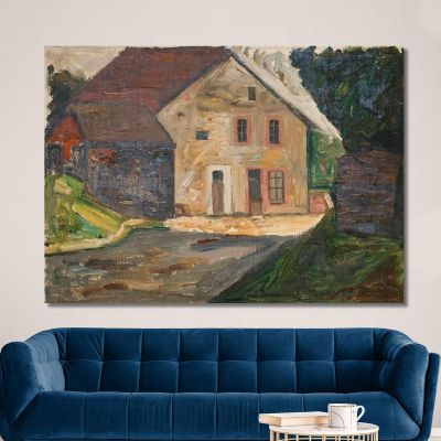 Casa Di Mattoni Con Annesso Tadeusz Makowski tmk20 quadro stampa su tela Casa Di Mattoni Con Annesso Tadeusz Makowski tmk20 quadro stampa su tela